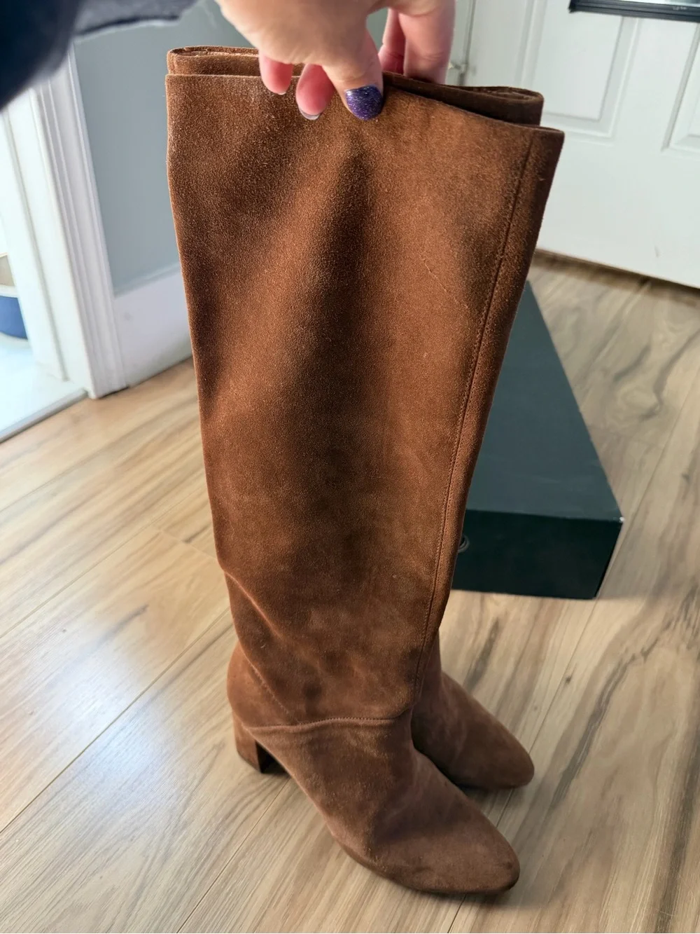 Banana Republic 7.5 Brown Suede Knee-High Block Heel Boots